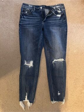 Flying Monkey Dark Wash Distressed Skinny Jeans